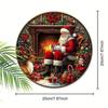 Vintage Santa Claus Round Tin Sign Home Wall Decor Christmas Gift