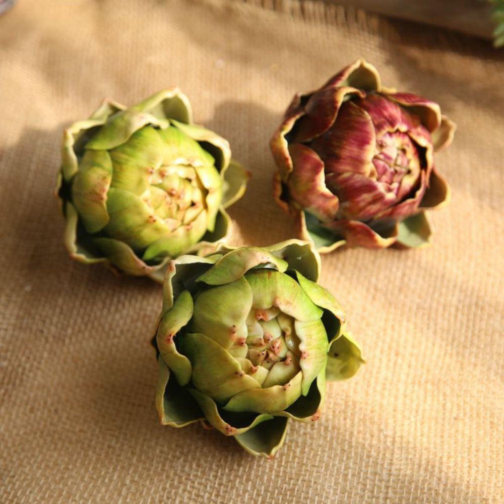 Creative DIY Large Artificial Artichoke Kitchen Decoration Handmade Fake Vegetables and Fruits Faux Artichokes Home