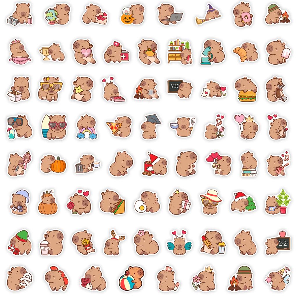 Funny Cute Cartoon Capybara Stickers Kids Diy Toys Gift Decorative Decal For Scrapbook Junk Journals Laptop Luggage Waterproof