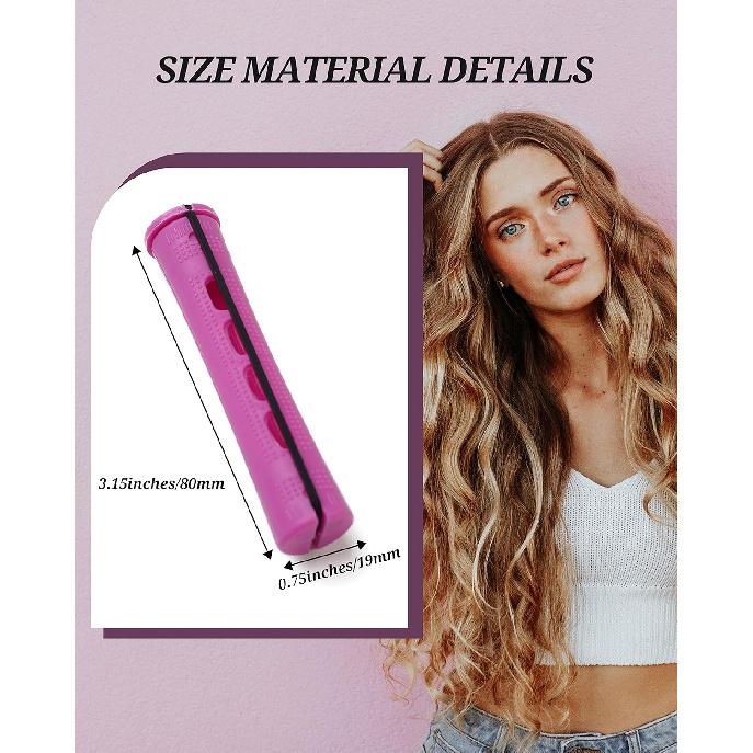 60pcs Perm Rods for Women s Natural Hair, Purple, 0.75inch - Hair Roller Curler Perm Rods for Long Medium Small Hair - Plastic Cold Rods,