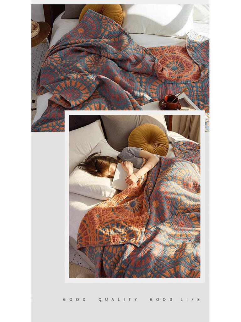 Pure Cotton Gauze Blanket - Four-Layer Single/Double Nap Blanket, Summer Air Conditioning Quilt