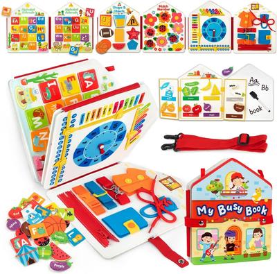Batolata Montessori Busy Book, Baby Activity Senzory Board, Jemná motorika Tichá kniha, Auto Cestovní pořadač, Autistická hračka pro děti