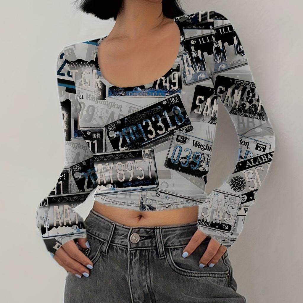 Top sexy de damă cu gât U mare, culoare uni, scurt, slim, fără guler