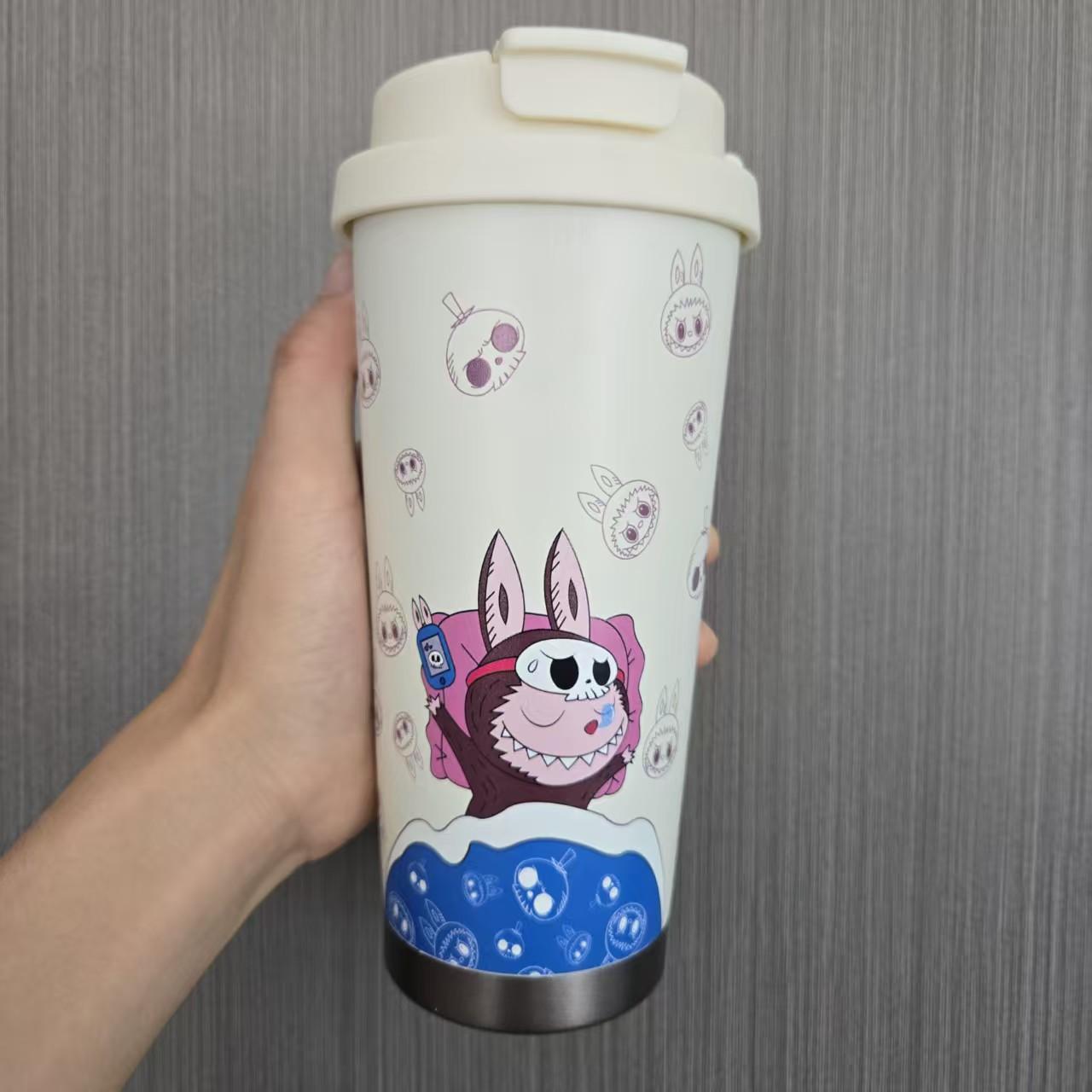 

316 stainless steel thermos cup high value large capacity girls straw cup Stitch new water cup car coffee 600ml