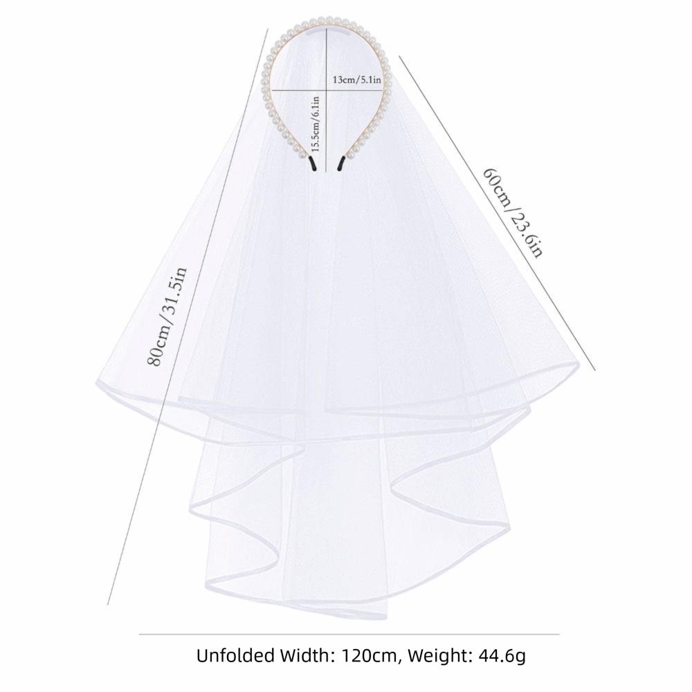 Elegante Braut Kopfbedeckung Randbesetztes Perlen Haarband Premium Hochzeits Brautschleier Verlobung