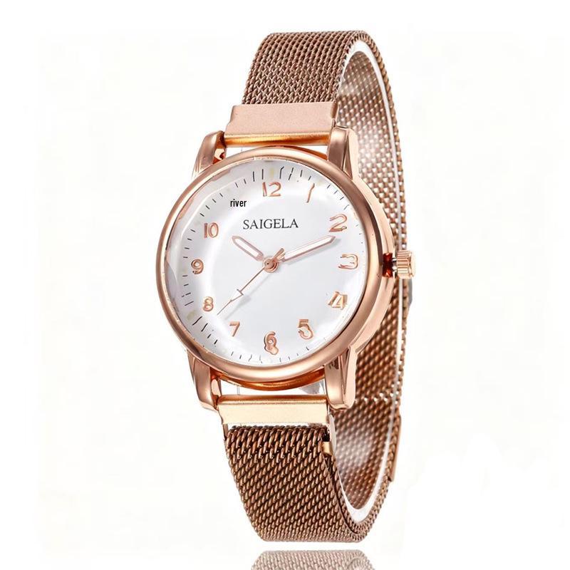 Versatile Luxury Luminous Dial Quartz Watch with Milan Magnetic Mesh Strap розового золота