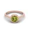 1.02 Ctw Round Peridot 925 Sterling Silver Rose Vermeil Bezel Set Solitaire Wedding Ring