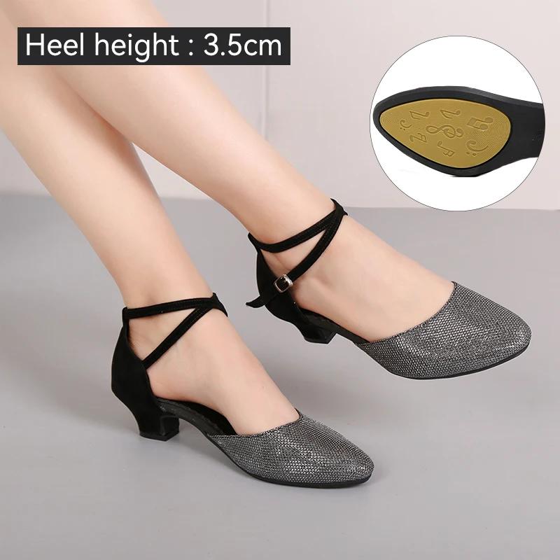 Women's Latin Dance Shoes Ballroom Shiny Salsa Dance Shoes Tango Ladies Girls Comfortable Dancing Shoes for Women Heel 5.5cm