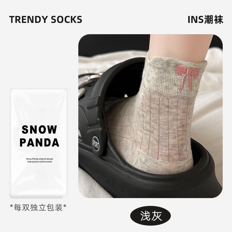 

Ab Embroidered Letter Love Socks 2024 Autumn Dongdaemun Korean Ballet Cotton Mid-Leg Socks One size fits all світло-сірий колір