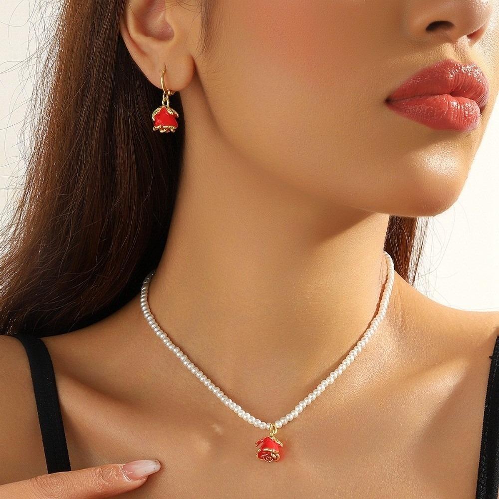 Zinc Zinc Zinc Alloy Necklace Earrings Bracelet Flower Flower Jewelry Luxury Rose Necklace  Wedding