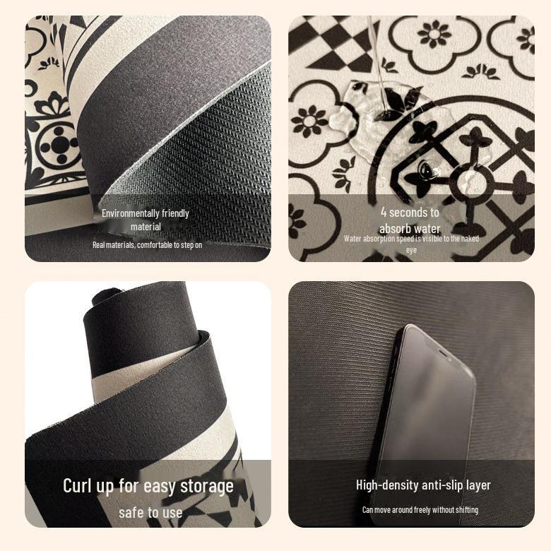 Snabbtorkande halkfri badrums- och köksmatta - Vattenabsorberande, oljeavvisande golvmatta för entréer