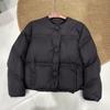 Fluffy and light white duck down puff feeling crew neck down jacket women's winter fashion fashion cloud bread jacket