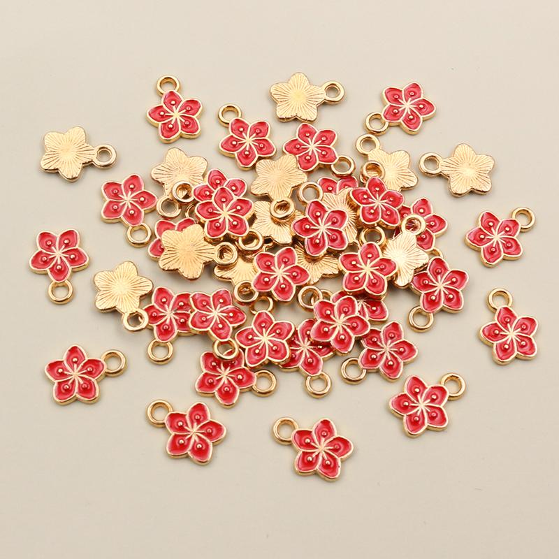 50Pcs 11x9mm Small Alloy Flower Charms Pendants Multi Colors For DIY Bracelet Necklaces Jewelry Making Accessories