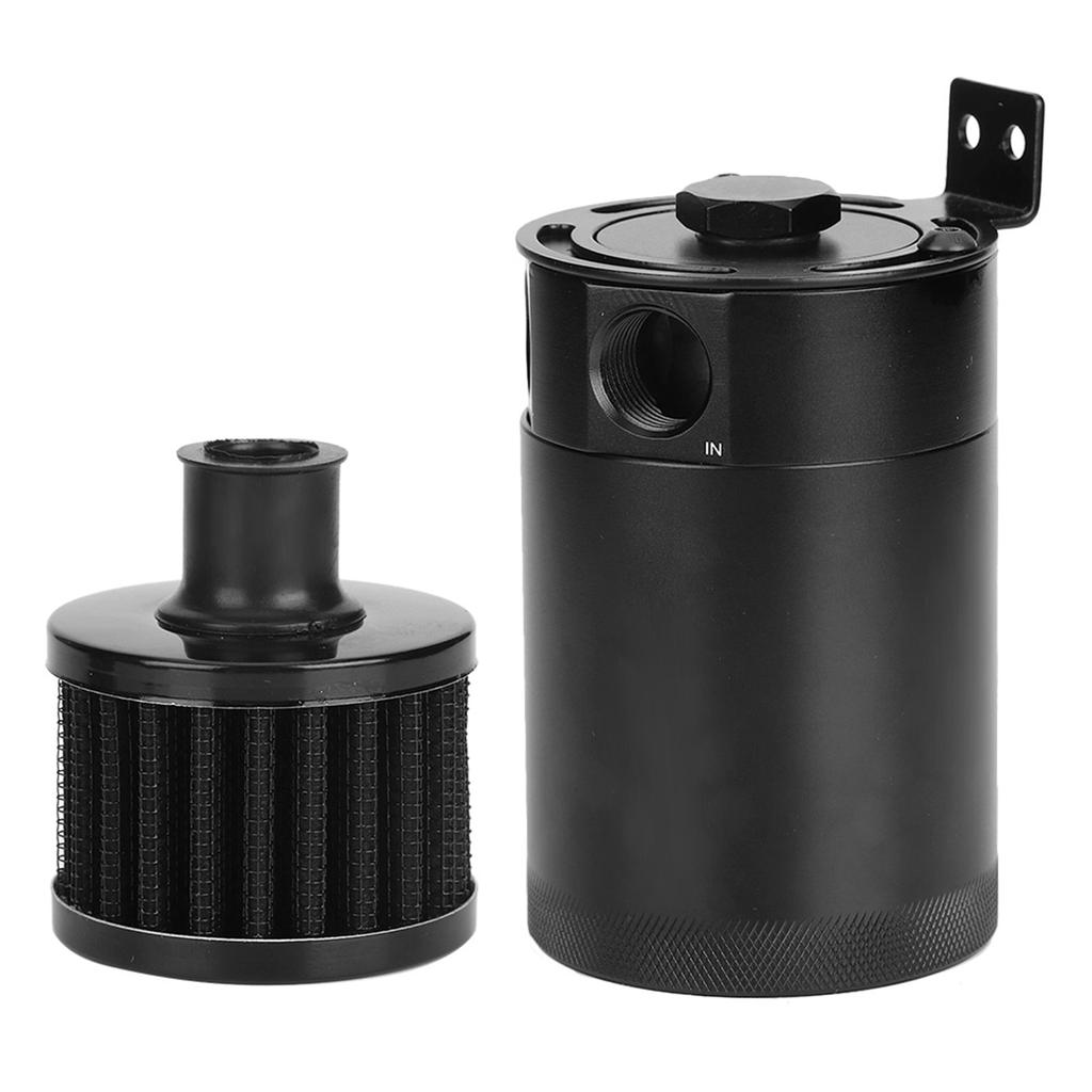 Universal Oil Catch Can 2 Port Reservoir Tank with Drain Valve Breather Baffled 5oz Capacity