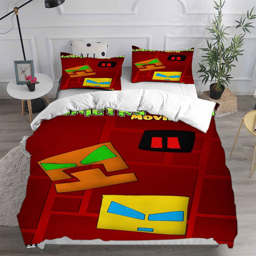 Geometry Dash Bedding Sets Comforter Quilt Bed Cover Duvet Cover Pillow Case 2-3 Pieces Sets Bedroom Decoration Home Supplies