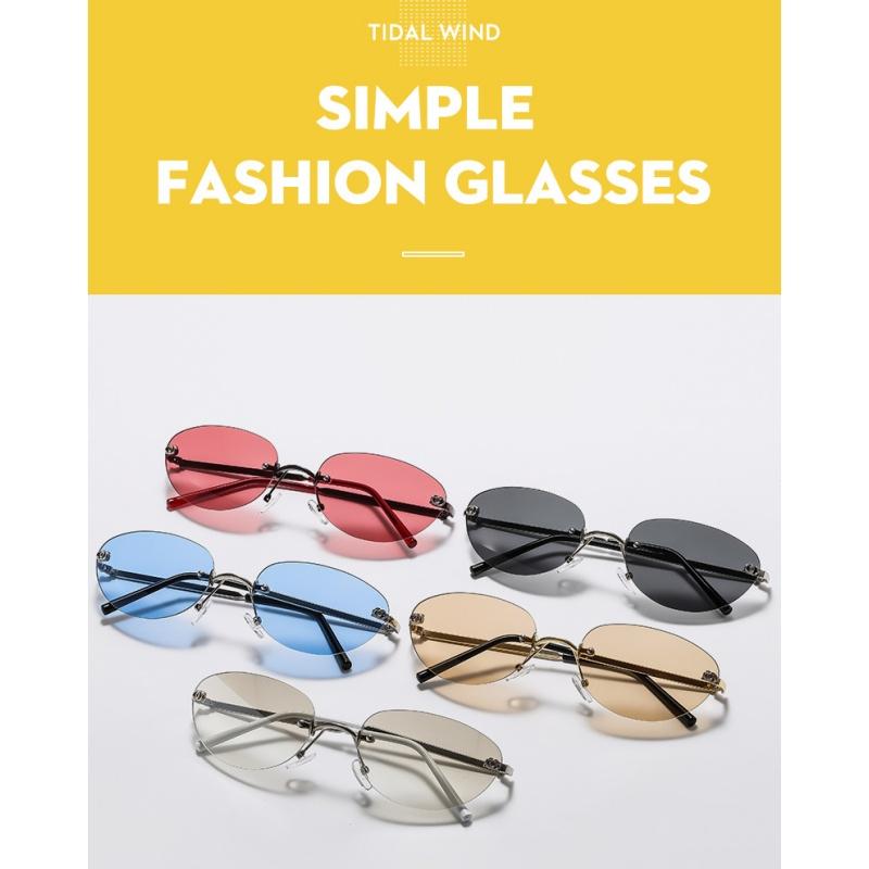 Women's sunglasses, men's and women's fashion frameless sunglasses, metal sunglasses
