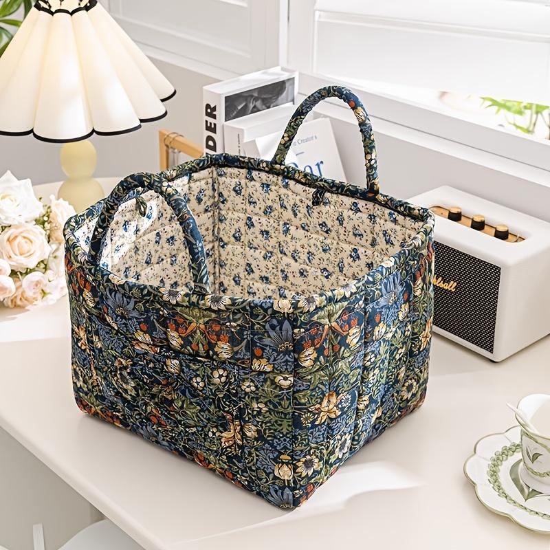 high qualityCharming Floral Fabric Storage Bins with Handles - Portable, Multi-Compartment Organizer for Clothes, Underwear & Accessories - Ideal for