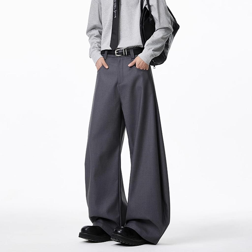 American Dark Gray Scimitar Pants Men's Spring Loose Drape Professional Suit Pants High Street Trendy Brand Wide Leg Trousers