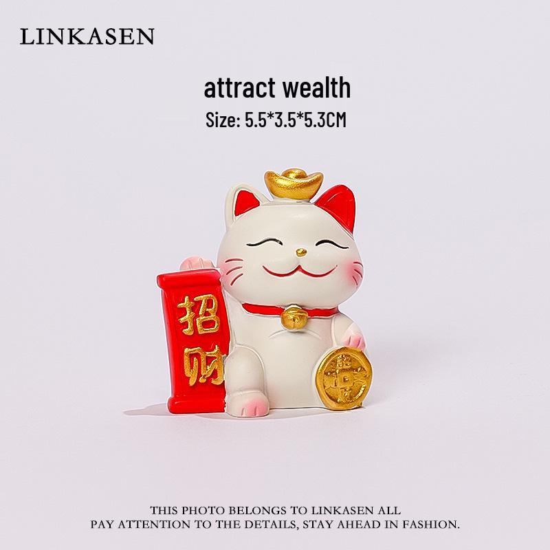 Cute Cartoon Lucky Cat Resin Ornament - 2025 Creative Office & Desktop Decor