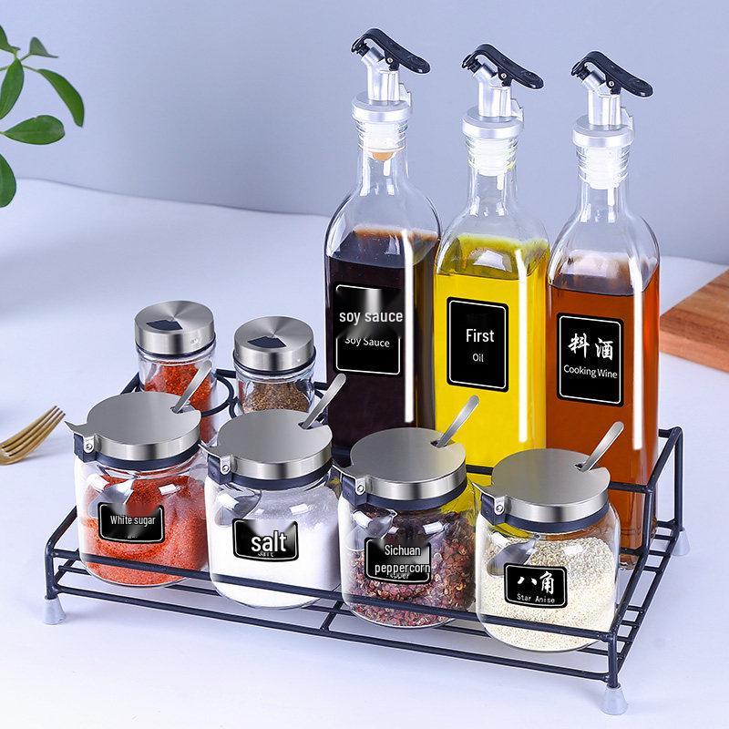 Glass Kitchen Salt Shaker & Seasoning Jar Set - Household Combination Pack