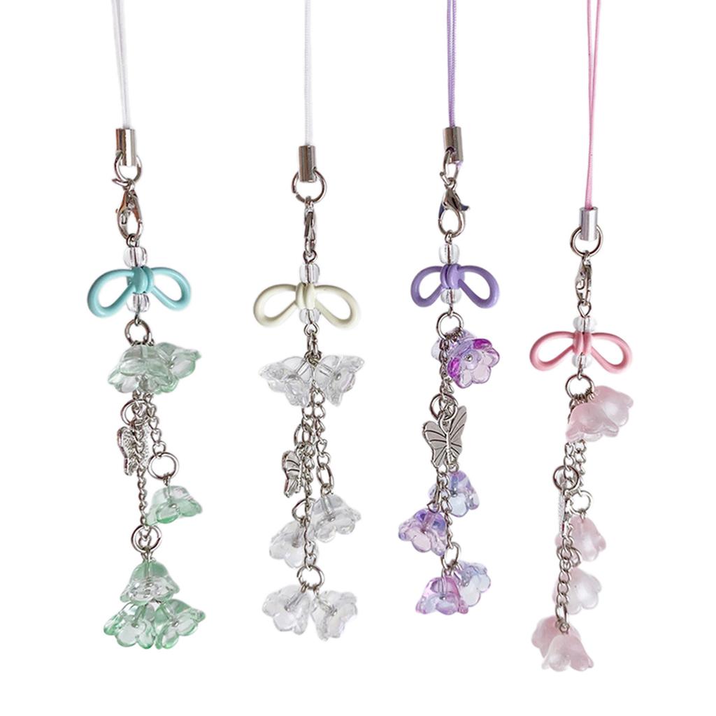Camera Phone Jewelry Flower Phone Charm Cute Phone Chain Lilys of the Valley Flower Phone Pendant for Key Card Phone