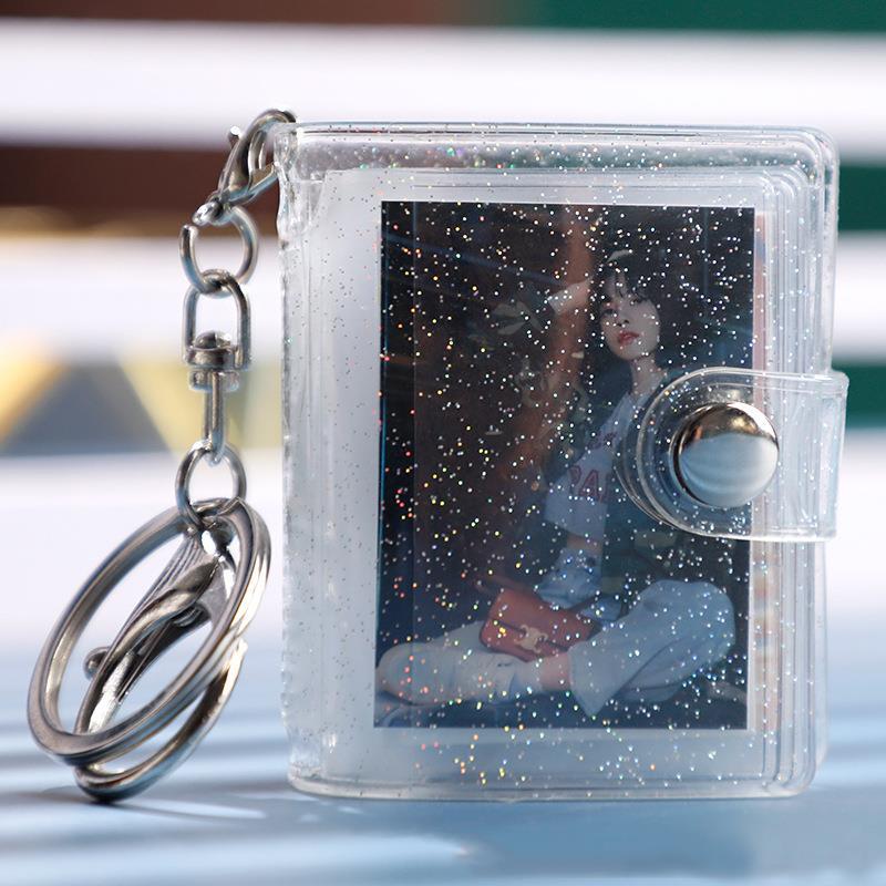 1/2 inch 20 Pockets Small Photo Album Keychain Mini Photos Collect Book Hanging Chain Card Holder Instax Card Photocard Holder