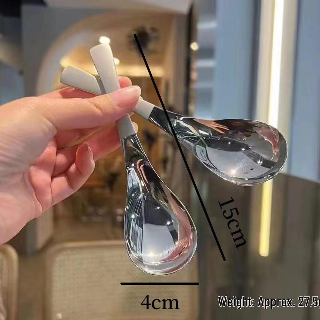 

Douyin Style Deepened Stainless Steel Chinese Spoon - Round Bottom Teaspoon for Household Use