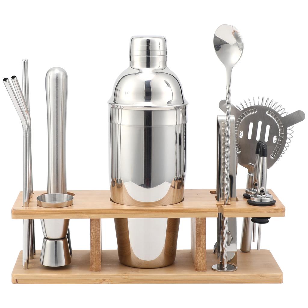 Bamboo Rack Wine Set Bartender Set Stainless Steel Boston Shaker Cup Bar Cocktail Bartender Cup Japanese Set
