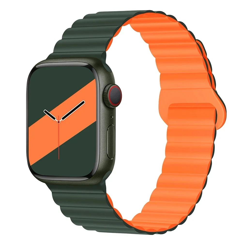 Magnetyczny Pasek Silikonowy Sportowy Bransoletki Do Apple Watch 41mm 42mm 44mm 45mm 46mm 49mm iWatch Seria 11 10 9 8 7 6 5 4se