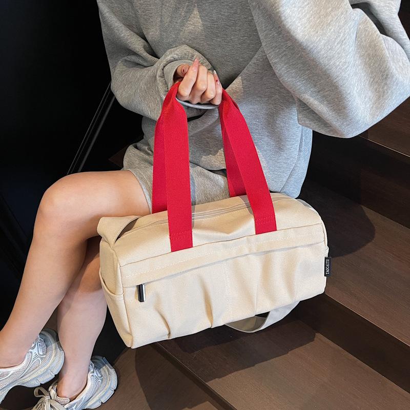 Large-capacity Canvas Messenger Bag Women's 2025 New Poor Simple Contrasting Color Messenger Bag Niche Versatile Shoulder