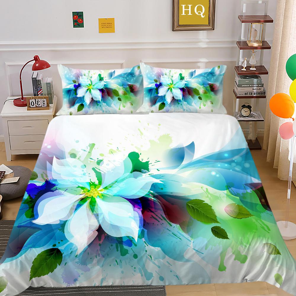 Flowers Printed Bed Set Cover Single Size Polyester Bed Clothes Girl Superior High Quality Bedroom Decor