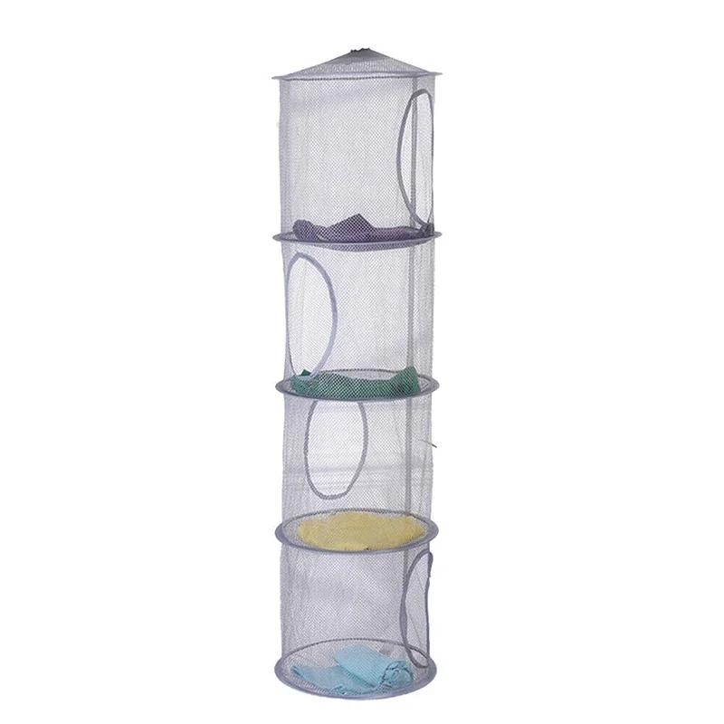 

Складная подвесная корзина для хранения игрушек, четырехсекционная, с прозрачными стенками, цилиндрическая, подвесной органайзер, корзина-сушилка для одежды, нижнего белья, носков, коробка серый