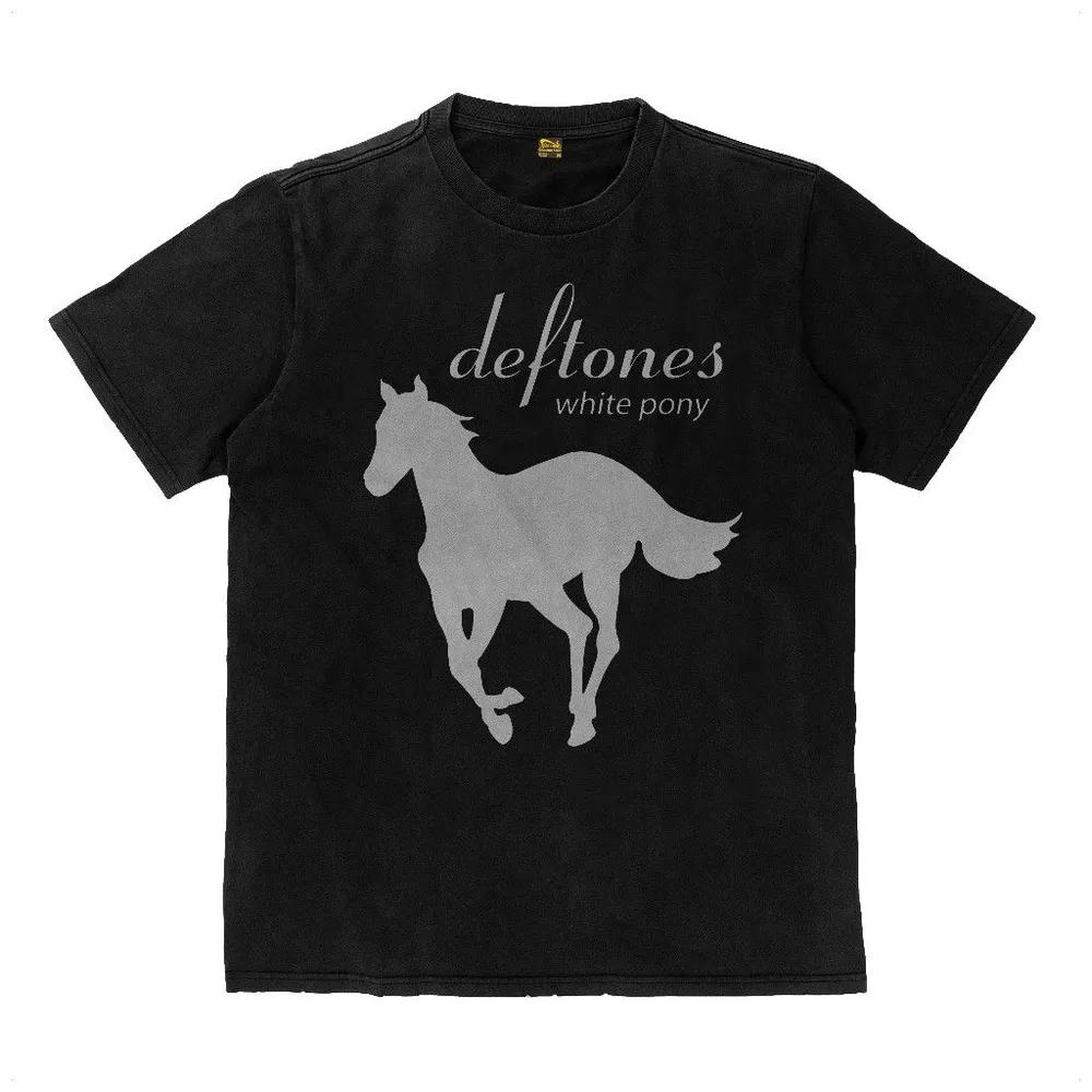 Unisex Short Sleeve Crew Neck Cotton T Shirt Deftones White Pony Band L