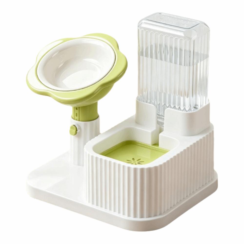 2-in-1 Pet Bowl Adjustable Height Automatic Water Dispenser Cat Water Food Bowl Cat Feeding