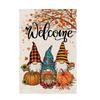Thanksgiving Outdoor Garden Double Sided Linen Flag 45x30cm Fall Harvest Seasonal Yard Decoration with Autumn Leaves and Pumpkin Design