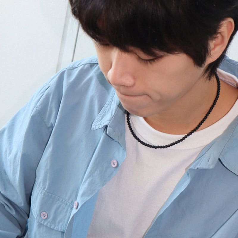 BICYCLE TROPHY BT Gemstone Necklace 02 (4mm Matte Onyx)