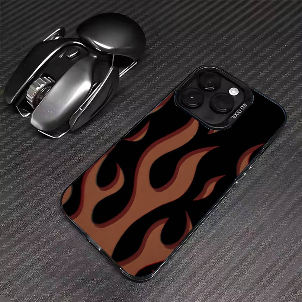 Creative Fashion Flame Phone Case For iPhone 17 16 15 14 13 12 11 Pro Max XS Max 7 8 Plus Shockproof Silicone Matte Cover