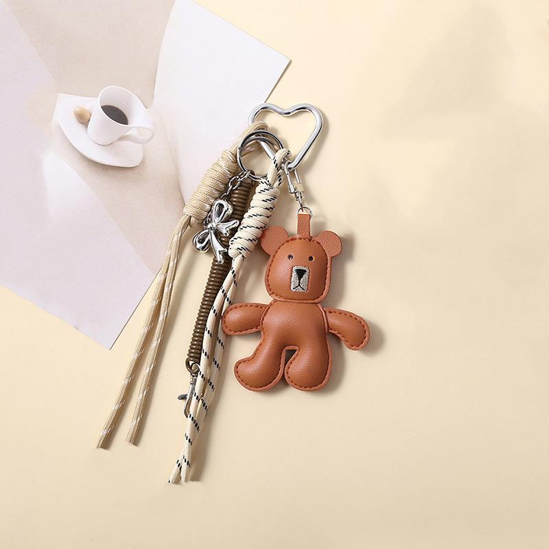 Yogodlns Faux Leather Bear Mini Backpack Hanging Handbag Pendant Bag Pendant Bags Accessories