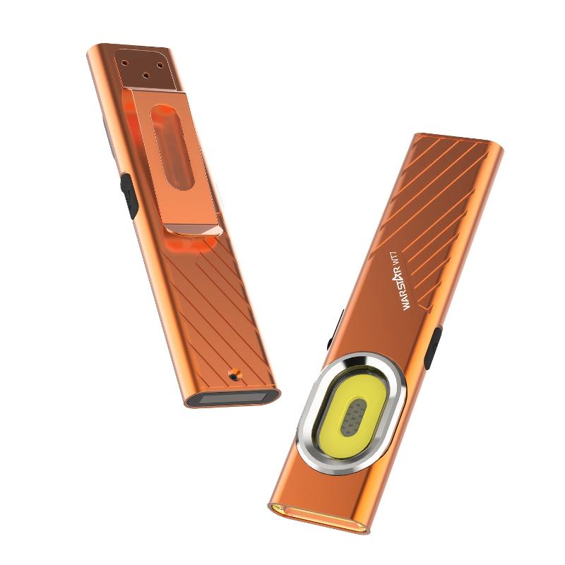 Dual Light Source Magnetic W T7 Ultra-Thin Flashlight | 600 Lumens Strong Light Portable Work Light | Back Clip with Magnetic Bottom