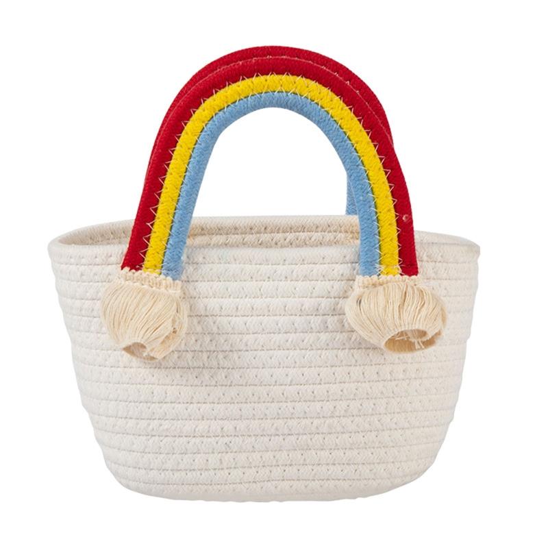 

Decorative And Functional Small Cotton String Container For Daily Use Cosmetic Storage Braided Basket S