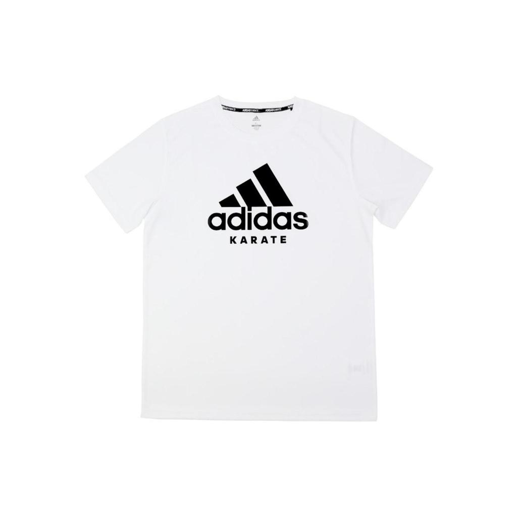 adidas T Shirts Men's White With Black Logo Crew Neck Moderate Straight Fit ADICTKP-WB