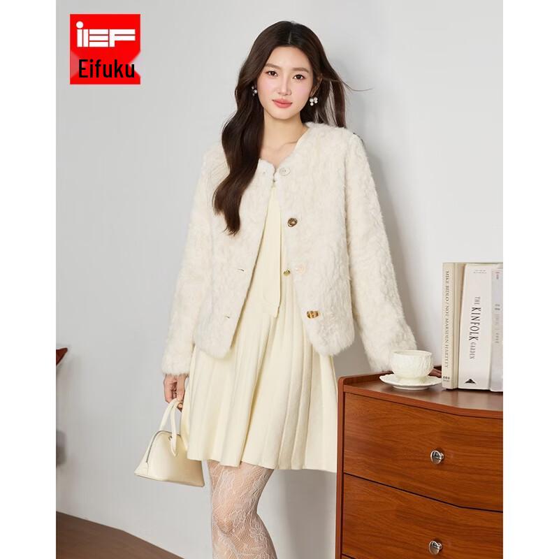 IEF Winter Plush Round-Neck Short Jacket