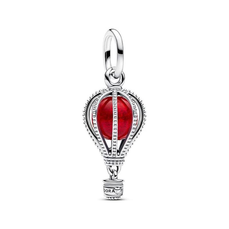 Pandora Hot Air Balloon Design Glass Necklace/Pendant Women s Silver/Red 798064C01 серебряный