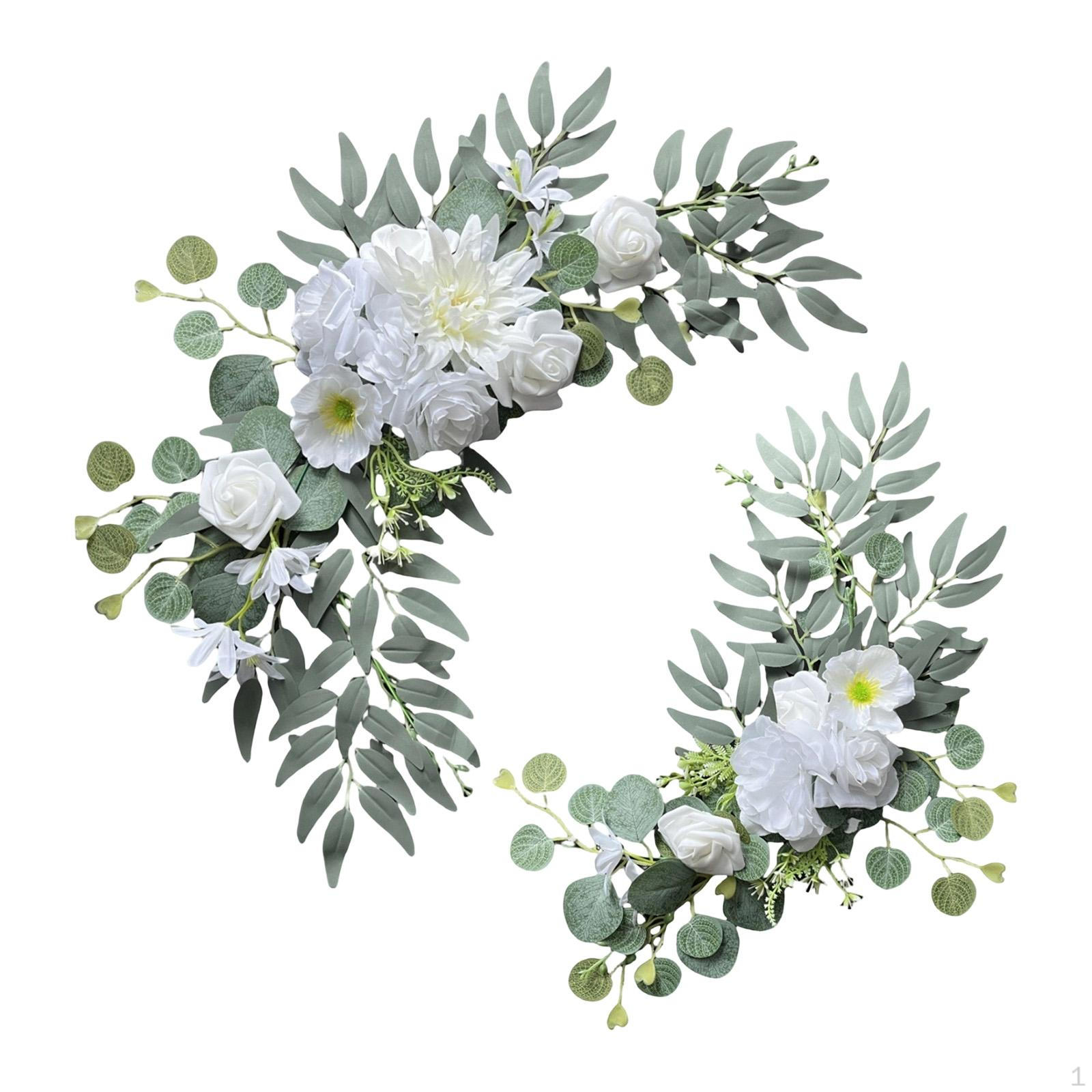 

2Pcs Artificial Wedding Arch Flowers Welcome Sign Floral Decorations Decorative Rustic Backdrop for
