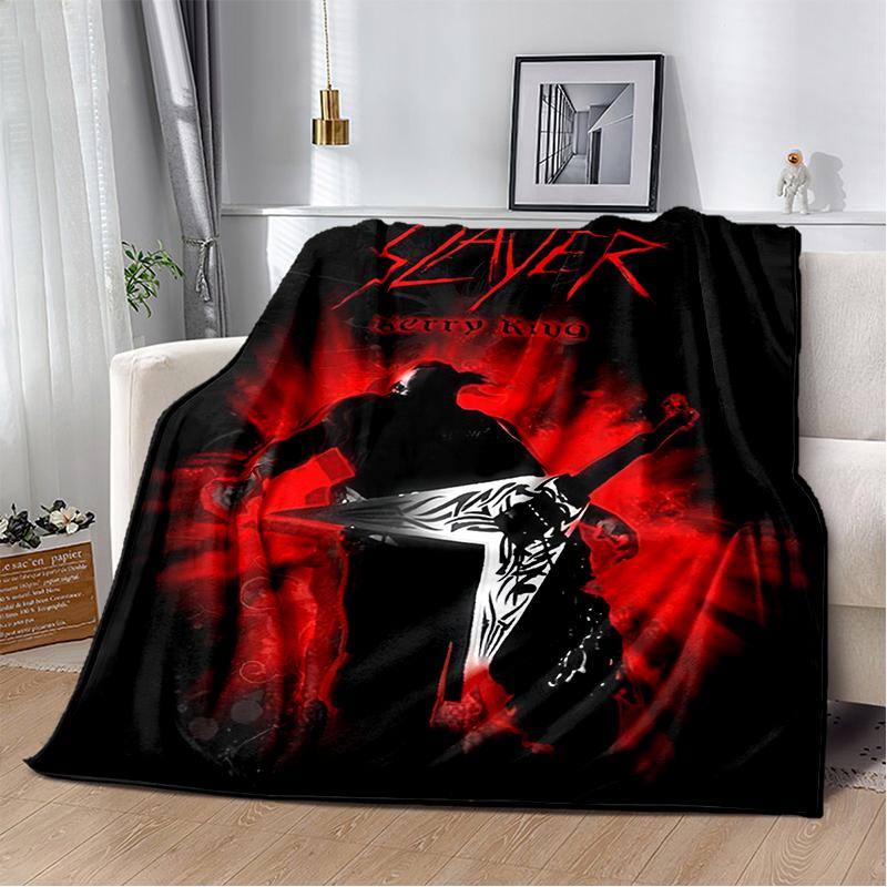 3D Retro Band Slayer Heavy Metal Rcck Sign Blanket,Soft Throw Blanket for Home Bedroom Bed Sofa Travel Cover Kid Gift