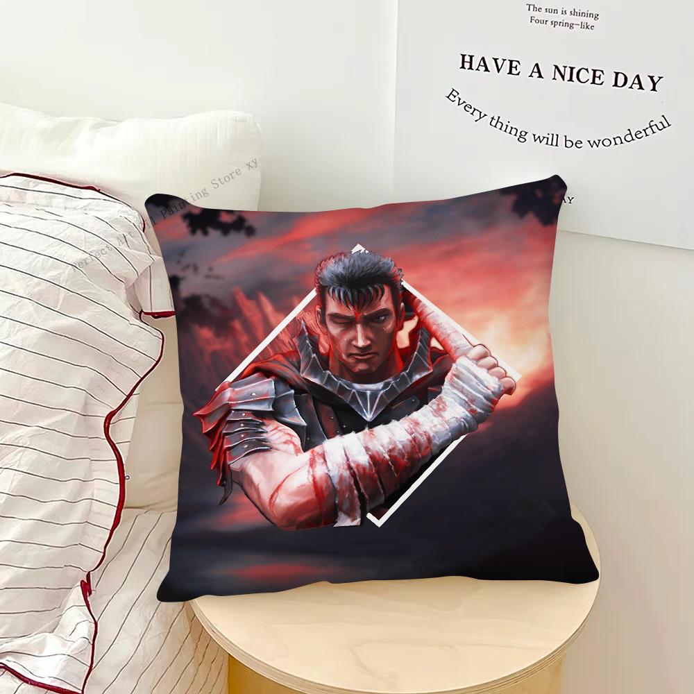 

Anime BERSERK Pillow Case Square Pillow Bedroom Sofa Leisure Comfort Cushion Car Living Room Home Decoration 16x16Inch