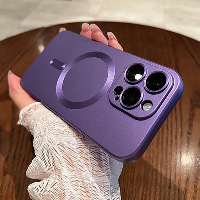 Purple Matte Magnetic Wireless Charging Phone Case For Iphone 14 13 12 11 Pro Max X Xr Xs Max Plus Plated Camera Protector Cover