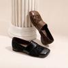 Neue Leopardenmuster-Zauber bequeme niedrige Ferse leichte Mund-Einzel-Schuhe kleine Lederschuhe Retro faule Schuhe
