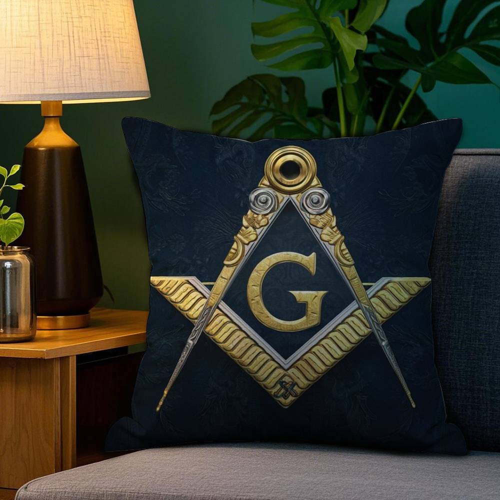 

F-Freemason Painting Pillow Case Plush Fabric Soft Double Sided Print Sofa Cushion Cover Throw Pillow Covers 12x12Inch