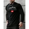 SWITZERLAND Men's Long Sleeve round Neck T-Shirt Swiss Snow Mountain Print Loose Fit Casual Versatile Top for Spring Autumn
